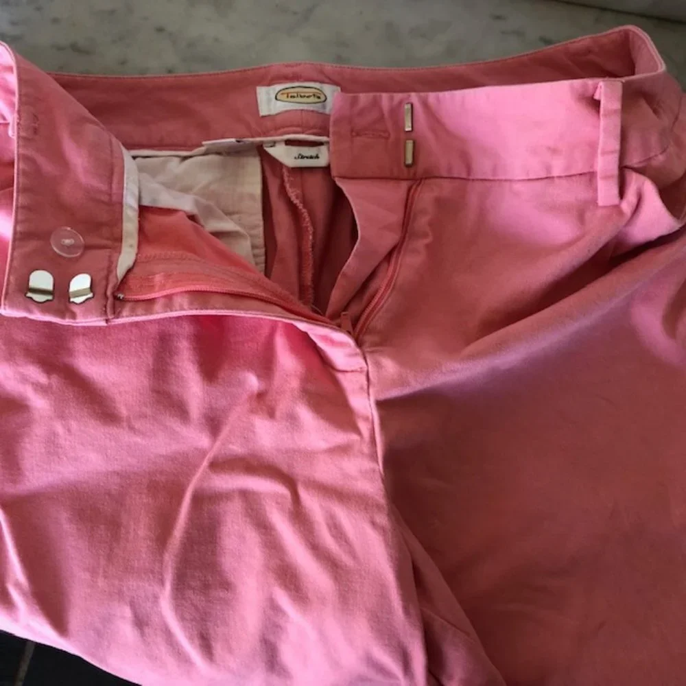 TALBOTS Stretch Pink Cotton Chino Ankle Pants 12 - Picture 5 of 16